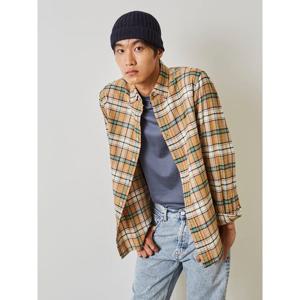 [빈폴멘] 브러쉬드 변형 타탄 체크 셔츠  옐로이시 브라운 (BC4964C35B)