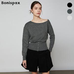 [보니스팍스(여성의류)]버튼 언발 오프숄더 니트 (XOAKP021M0)