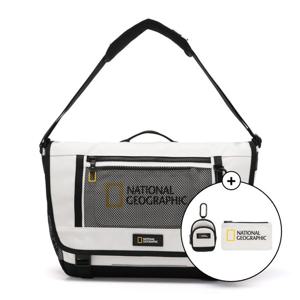 내셔널지오그래픽 빅로고 메쉬 포켓 메신저백 WHITE