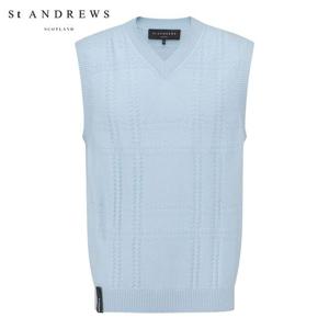 [세인트앤드류스] 남성 브이넥 체크 니트 베스트