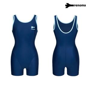 [레노마수영복]여성 실내 베이직 U-BACK 라인 2부 반신수영복 네이비-RN-LS2F861-NV