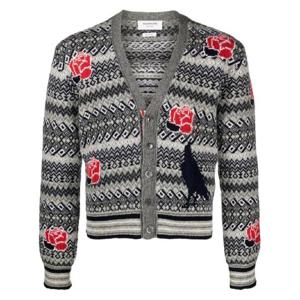 톰브라운 V넥 패턴 인타르시아 가디건 MKC554AY1026