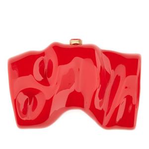 컬트가이아 레드 글로시 스컬프처럴 클러치 CL3270AC2842 VERMI