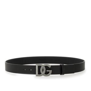 돌체앤가바나 블랙 레더 DG 로고 버클 벨트 BC4644 AX6228V363