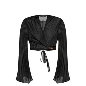 베르사체 V넥 플리츠 크롭 블라우스 10190461A13679 1B000 TP935047614