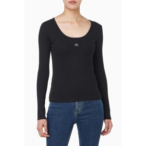 [캘빈클라인 진]여성 우블 라벨 스쿱넥 립 긴팔 티셔츠 47D218G