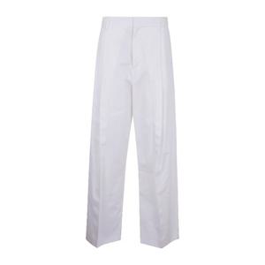 마르니 레귤러 핏 스트레이트 화이트 코튼 팬츠 PUMU0295S0 TCY