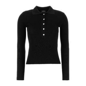 아페쎄 블랙 비스코스 블렌드 폴로 셔츠 VIAMDF23433 LZZ