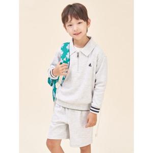 [시즌30%OFF][빈폴키즈] 반집업 칼라 긴팔 & 반바지 2PCS 상하 세트  라이트 그레이 (BI5841U092)
