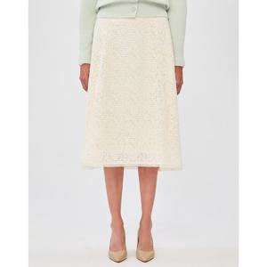 질스튜어트 뉴욕 여성 24FW 아이보리 레이스 자수 롱 플레어 스커트 JSSK4D320IV