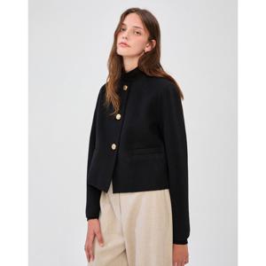 질스튜어트 뉴욕 여성 24FW 품절임박 블랙 라운드넥 골드버튼 울캐시미어혼방 숏코트 JSCO4D160BK