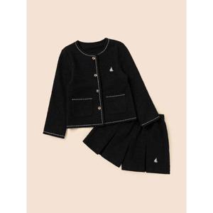 [시즌30%OFF][빈폴키즈] 클래식 저지 트위드 재킷&치마바지 투피스 세트  블랙 (BI5971G925)