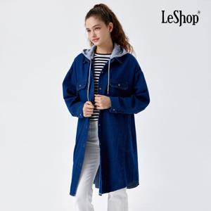 르샵  후드 레이어드형 롱 데님 셔츠 (BP9BL036A)