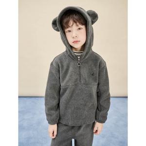 [시즌30%OFF][빈폴키즈] 플리스 곰돌이 긴소매 반집업 & 긴바지 2PCS 상하 세트  애쉬 (BI5X41U014)