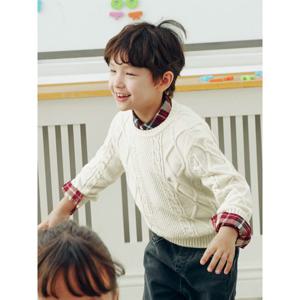 [시즌30%OFF][빈폴키즈] [Essential] 울혼방 아란 풀오버 니트  아이보리 (BI5X51UE10)