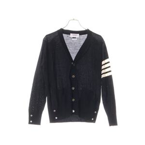 톰브라운 파인 메리노 울 브이넥 4바 가디건 블랙 MKC002A Y1014 001