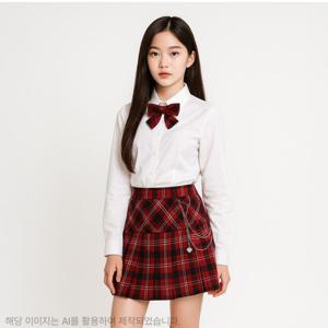 [더데이걸]레드 체크 리본 블라우스TGBW25F01_IC