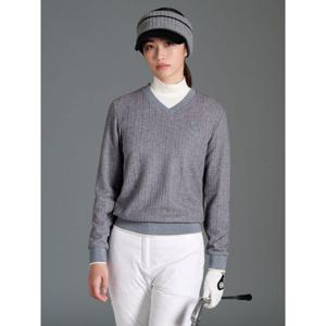 [빈폴골프] 여성 기모 브이넥 블루종핏 티셔츠 - 라이트 그레이 (BJ5X41A352)