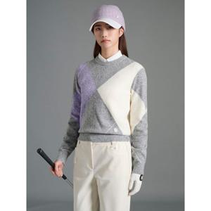 [빈폴골프] 여성 아가일 라운드넥 풀오버 - 그레이 (BJ5X51A303)