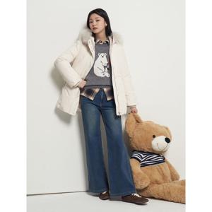 [빈폴레이디스] 중힙 기장 포리 다운 점퍼  아이보리 (BF5Y38C040)