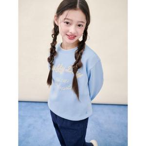 [시즌30%OFF][빈폴키즈] 부클 자수 기모 스웨트 셔츠  스카이 블루 (BI5Y41U02Q)