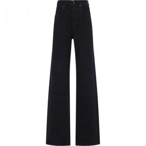 SAINT LAURENT 25 블랙 데님 V 웨이스트 롱 배기 진 (823600 Y29WA 1294)