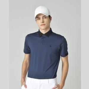 [헤지스골프](BEST) 네이비 남성 패턴 조직 반팔 카라 티셔츠 (HUTS5C511N3)