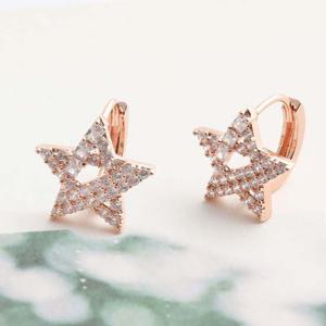 14K 골드필드 핀 큐빅 별 원터치링 귀걸이