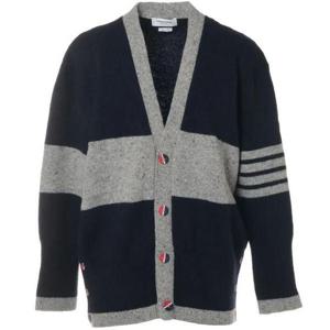 THOM BROWNE 톰브라운 펀믹스 4바 스트라이프 컬러 버튼 도니골 울 가디건 (MKC434A Y1032 415)
