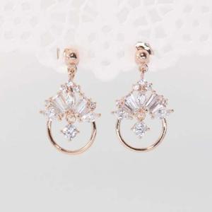 인디언풍 원형 큐빅 귀걸이(92.5실버침 로즈골드)