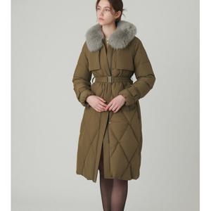 [샤틴]폭스퍼 탈,착 다이아퀼팅 구스다운 롱패딩S244S853A64