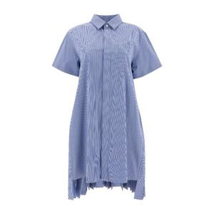 사카이 블루 스트라이프 패턴 반팔 셔츠 원피스 2507761421 BLU