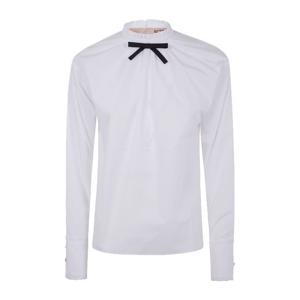 N21 화이트 하이넥 러플 트림 셔츠 G0420132 1101