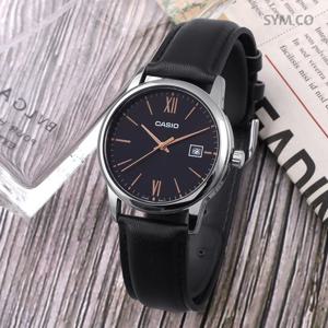 카시오 MTP-V002L-1B3 클래식 라운드 아날로그 정장 남자 가죽 시계 d