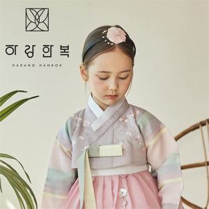 [하랑한복]여아 머리띠 유리꽃-분홍