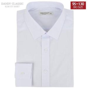 [95-120 빅사이즈] 화이트솔리드 슬림핏 와이셔츠 - 84