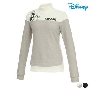 [디즈니골프] 여성 아트웍 배색 레이어드 반목 기모 긴팔 티셔츠 DL3LTS014