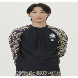 [아레나수영복] 남성 리프 레저 래쉬가드 A4BM1PR06BLK