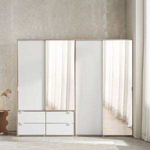 장인가구 [비밀특가] 장인가구 코라 2400 슬라이딩 옷장 세트 1200 거울 서랍옷장 (행거형)+1200 거울옷장 (행거형)