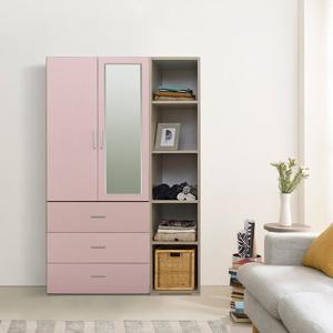 장인가구 [비밀특가] 장인가구 큐비 1200 옷장세트 (800 3단서랍 거울 행거형+400 오픈수납장)