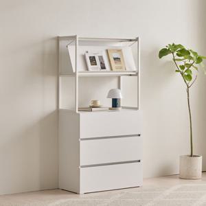 장인가구 [비밀특가] 장인가구 마운트 3단 서랍장 800 2단 선반 다용도 수납장 세트+매거진랙