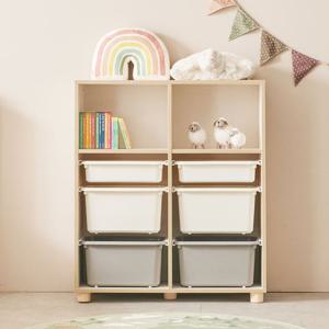 장인가구 [비밀특가] 장인가구 뉴피터 950폭 4단 장난감정리함 수납장 + 원목발