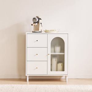 장인가구 [비밀특가] 장인가구 쿠르바 모루유리 800 3단서랍 그릇 주방 수납장