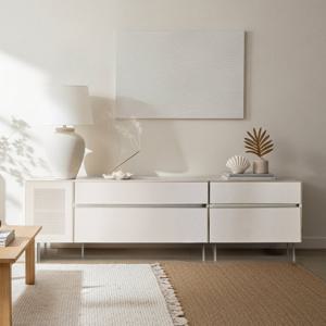 장인가구 [비밀특가] 장인가구 무와 E0등급 하이그로시 1800 거실장 세트(1200거실장,600서랍협탁)