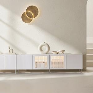 장인가구 [비밀특가] 장인가구 무와 하이그로시 LED조명 2400 거실장세트(1800거실장,600수납협탁)