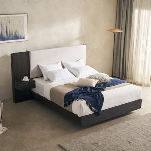 장인가구 [비밀특가] 장인가구 까르뎅차콜 패브릭 LED 호텔 평상형 침대프레임 LK+유로탑+400협탁1