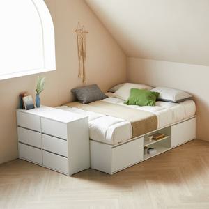 장인가구 [비밀특가] 버크 모듈형 빅수납 침대 퀸 3단 서랍장 1100