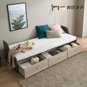 장인가구 [비밀특가] 피콜로G 1인용 가드형 데이베드 수납침대(로우독립스프링매트포함)