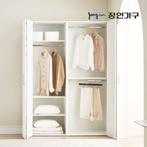 장인가구 [비밀특가] 노드 E0 폴딩도어 슬라이딩 옷장 B세트 1600 (행거형 이불장 800+2단 행거형 800)