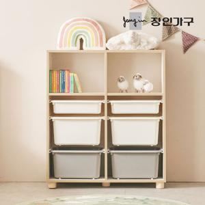 장인가구 [비밀특가] 뉴피터 950폭 4단 장난감정리함 수납장 + 원목발